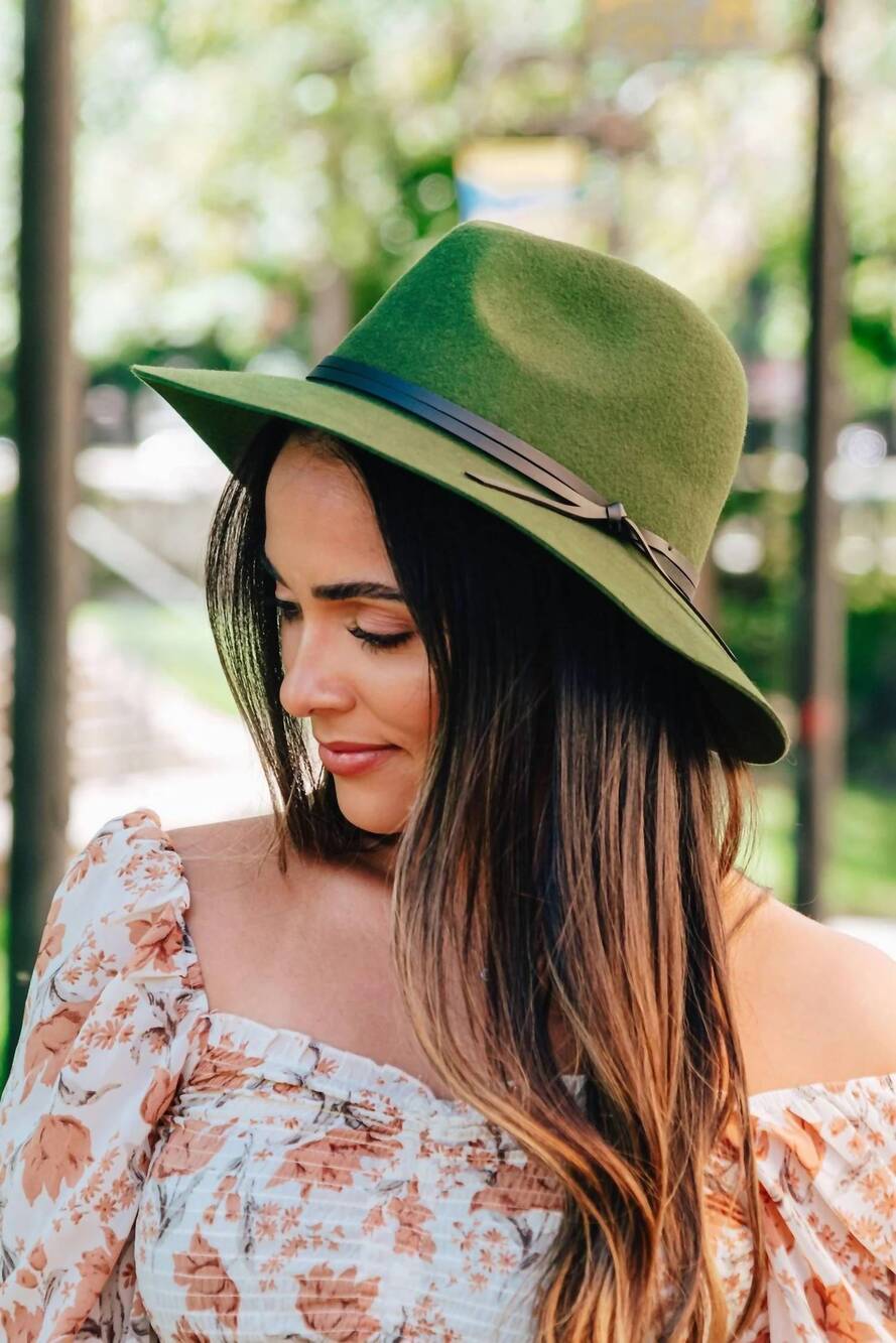 NEW FAME women's fedora hat in dark olive
